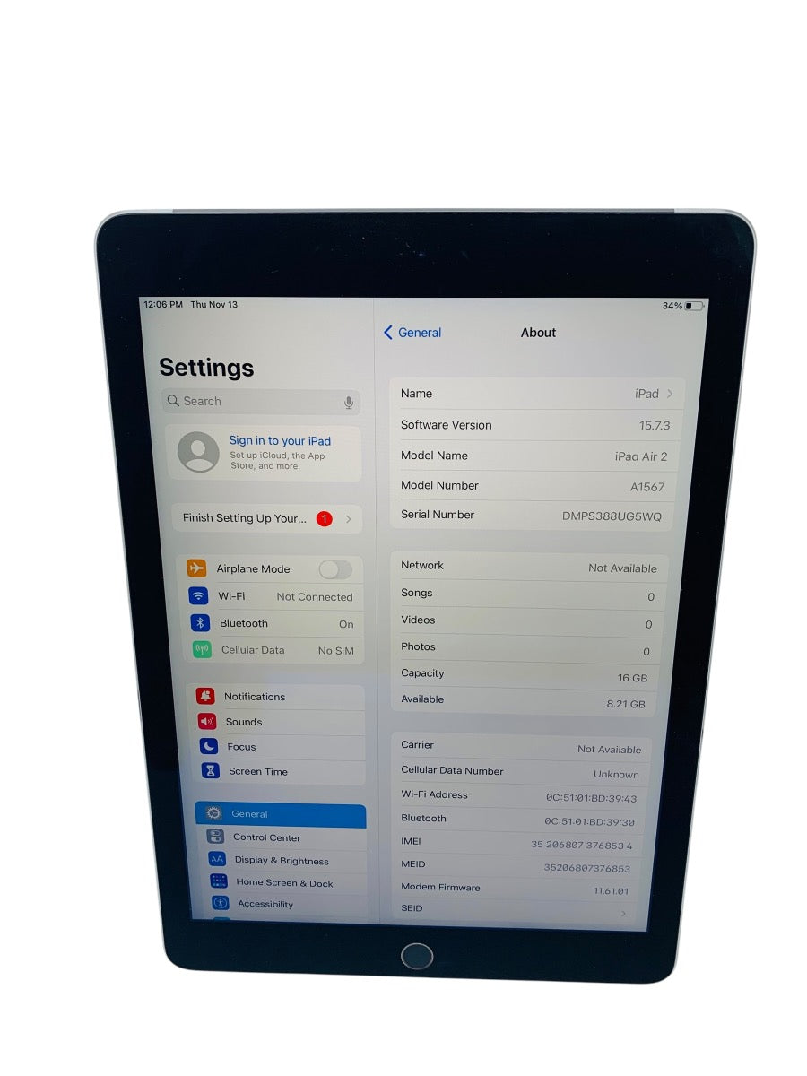 Apple iPad Air 2 A1567 16GB, Wi-Fi + 4G, 9.7 " Silver Tablet