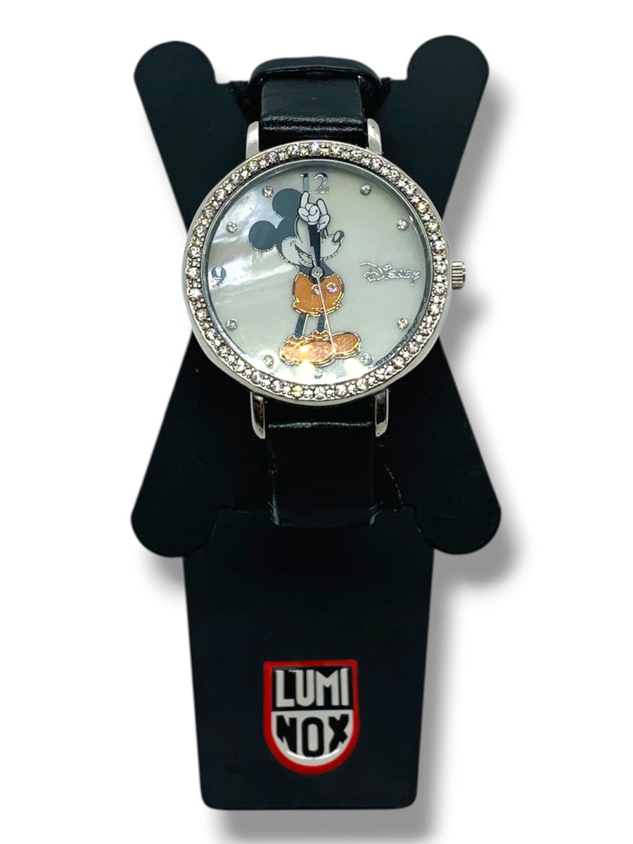 Disney Quartz Watch MK1223 Stainless Steel 36mm Case Stones Bezel