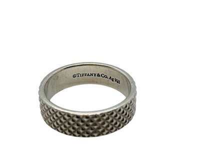 Tiffany & Co. Sterling Silver Diamond Point Studded Men's Band Ring | 8.5 Gr | Size 12