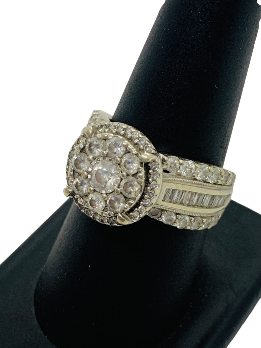 10K White Gold Round Ring | 3.14 TCW | Size 8 | 7.3g