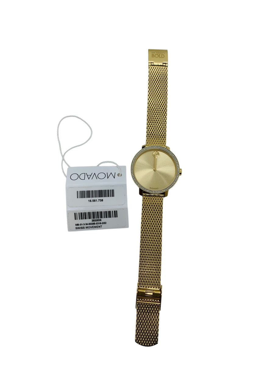 Movado Bold Evolution MB.01.3.34 Lady's Yellow Tone Watch w Box