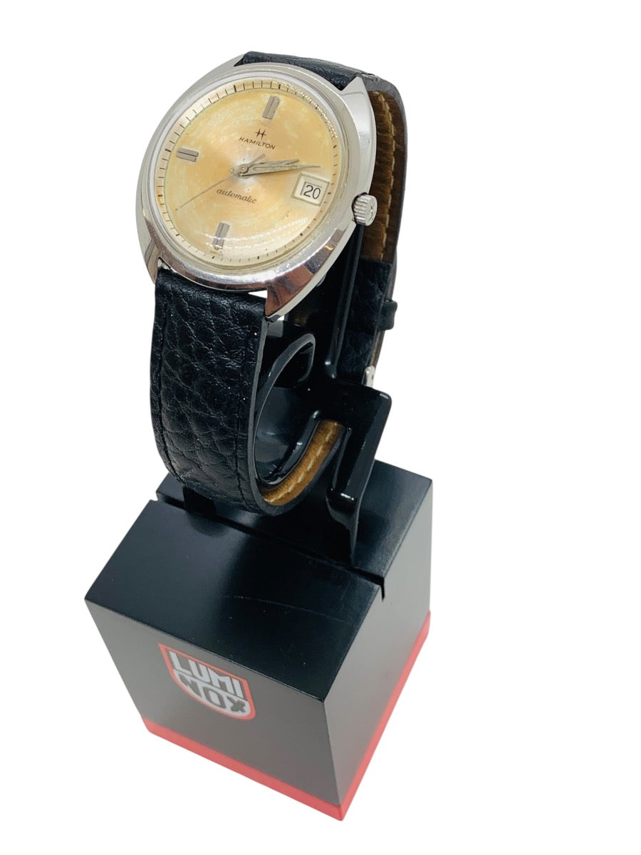 Vintage Hamilton Dateline Automatic Watch 38mm Champaigne Face 17mm Lug 6.5in