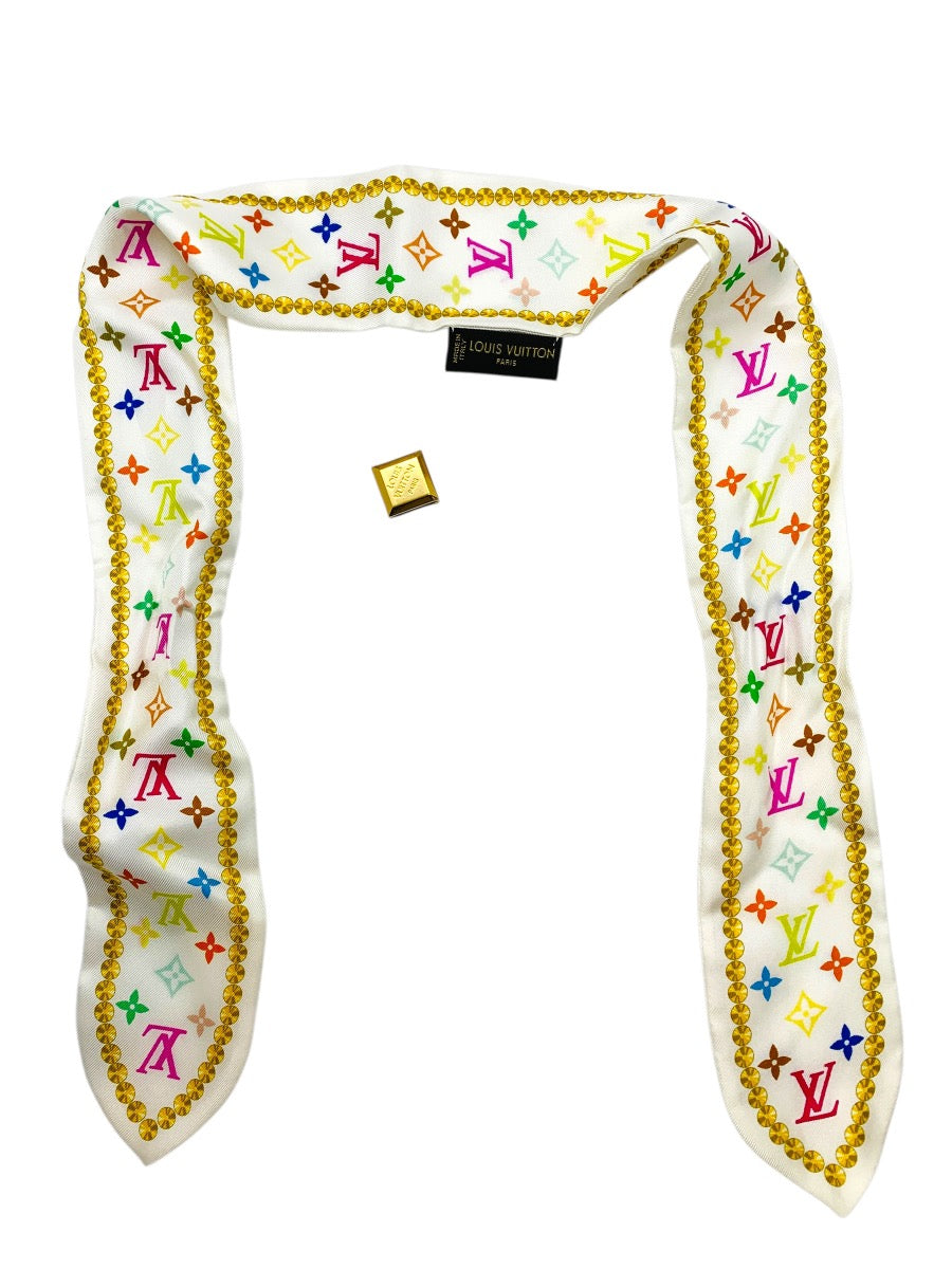 Louis Vuitton Tsuini Twilly Bandeau Scarf White Multicolor