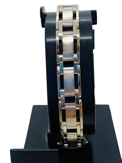18K White Gold Rectangular Panel Link  Bracelet | Size 8 | 51.4g