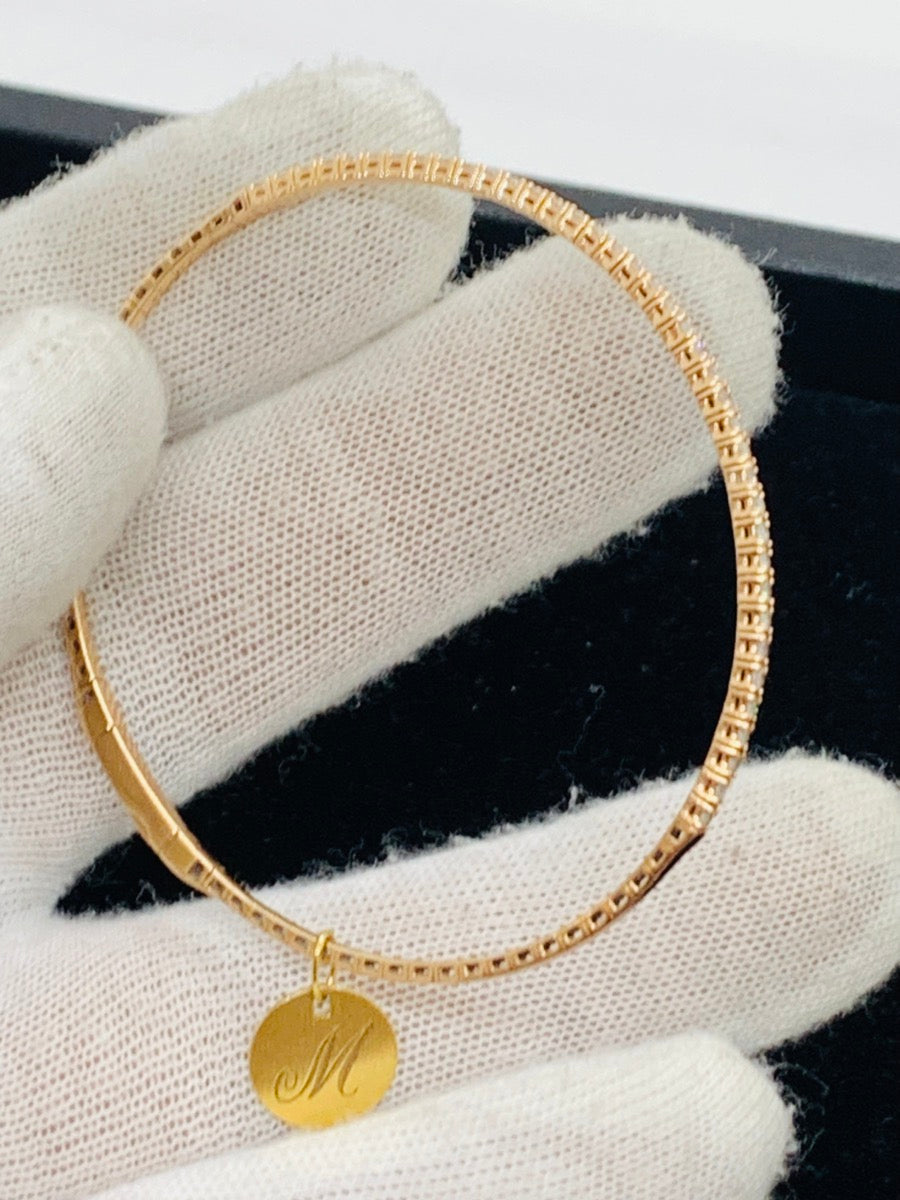 14K Rose Gold Round Diamond Bangle Bracelet | .40 TCW | Size 8 | 6.3g