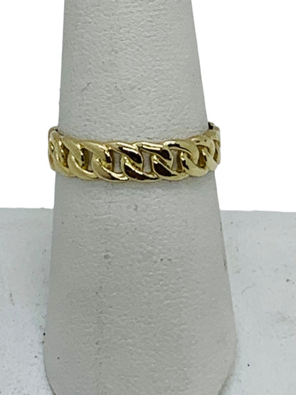 14K Yellow Gold Cuban Design Ring Size 7 3/4 Weighs 1.7 Gr