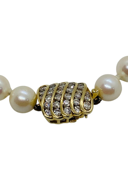 18K 2-Tone Natural White Pearl Diamond Necklace 19" | 46.5 Grams
