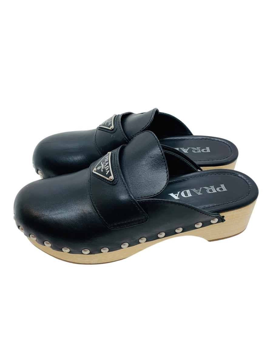Prada Black Women's Studded Clog Shoes US 3