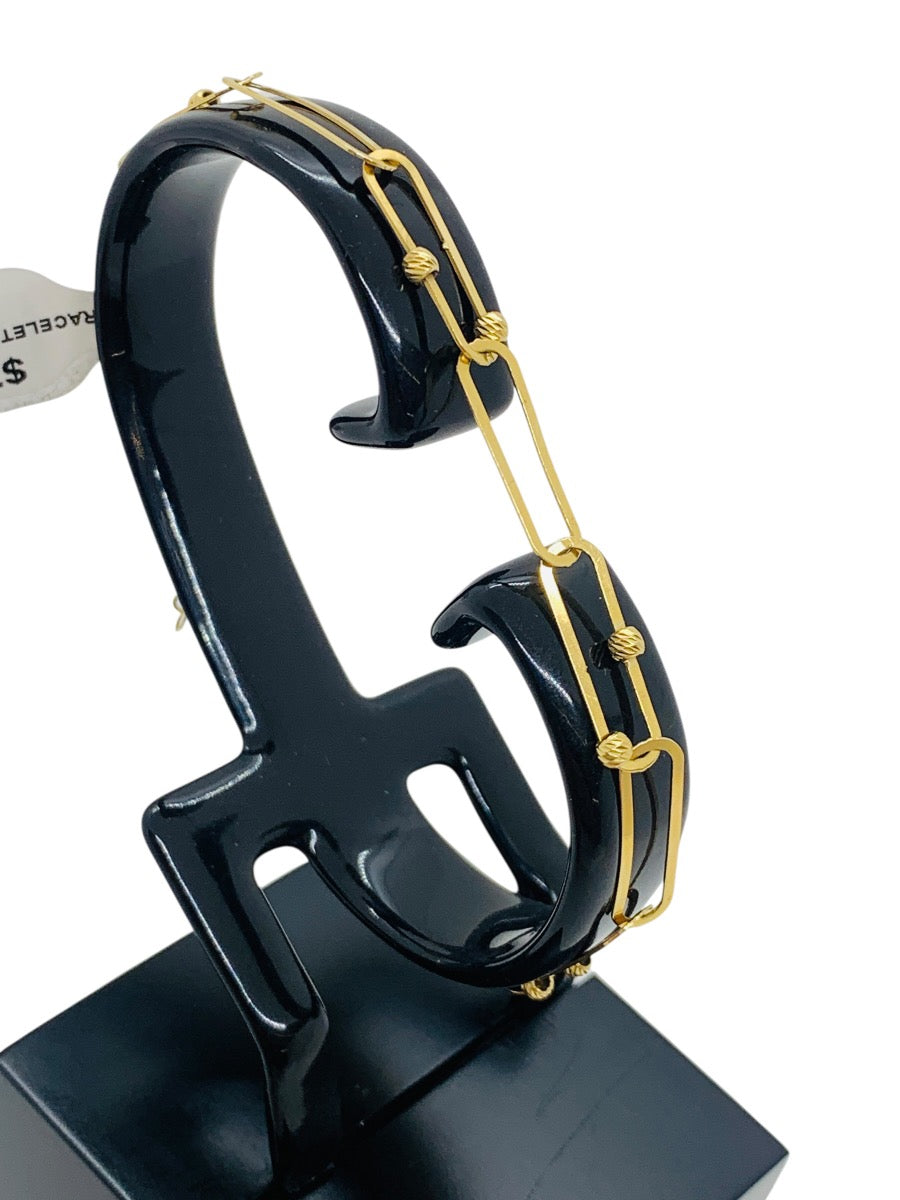 18K Yellow Gold Paper Clip Bracelet | 7" | 3.4g