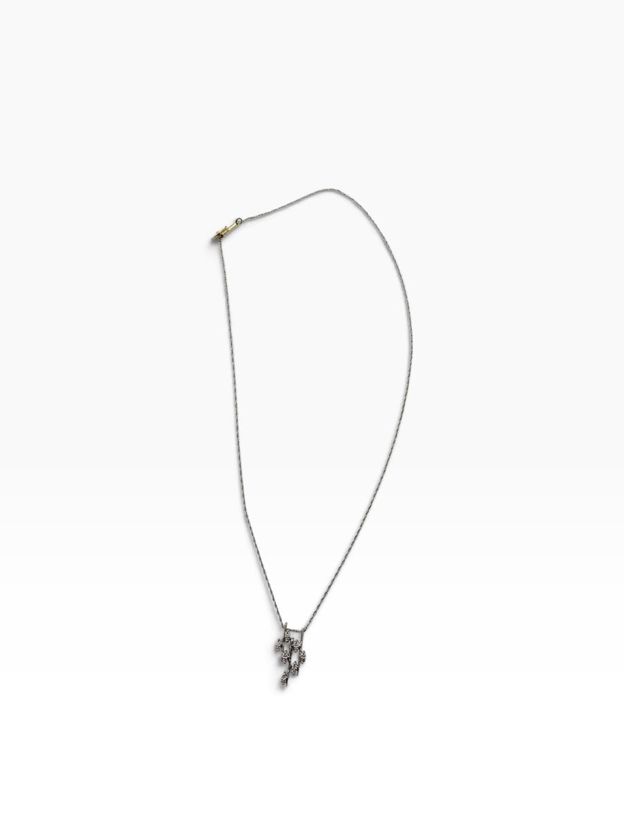 14K White Gold Cascade Waterfall Diamond Necklace .14CTW | 18" Length| 3.9 Grams