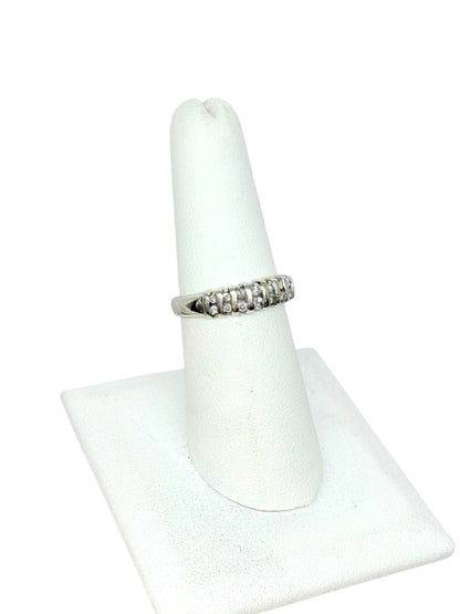 14K White Gold Double Row Natural Diamond Band | Size 6.5 | 2.7g | 0.13CTW