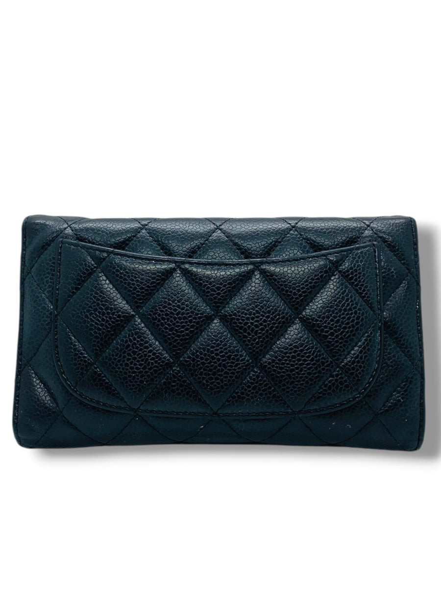 Chanel Classic Long Flap Lambskin Quilted Black Wallet