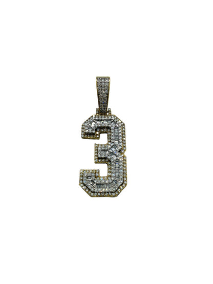 10K Yellow Gold "3" Design Pendant | 0.70CTW | 8.7g