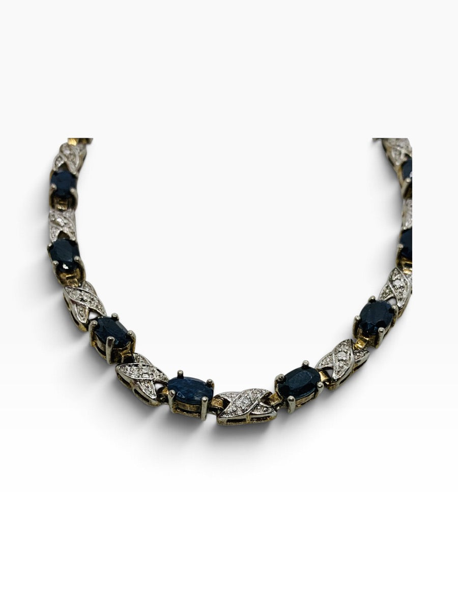Sterling Silver Sapphire Bracelet 3.6CTW Oval 11.8g | 925 Silver 7.5in