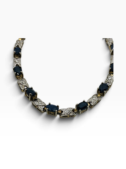 Sterling Silver Sapphire Bracelet 3.6CTW Oval 11.8g | 925 Silver 7.5in