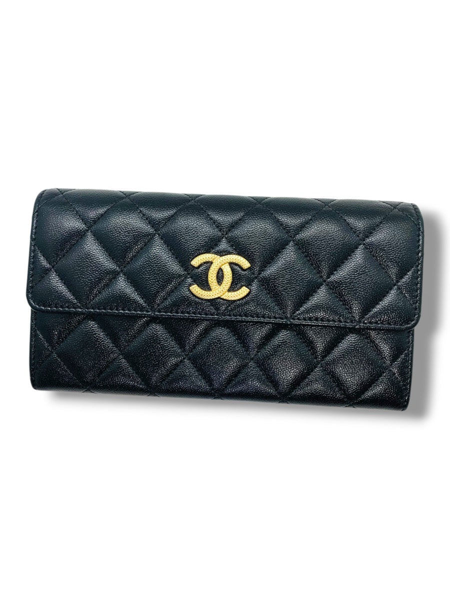 Chanel CC Matelasse Quilted Timeless Long Wallet Black