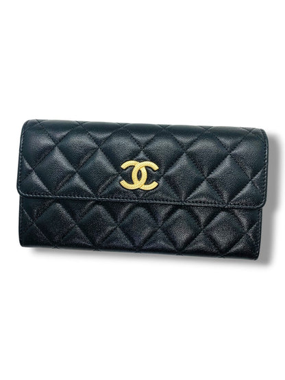 Chanel CC Matelasse Quilted Timeless Long Wallet Black