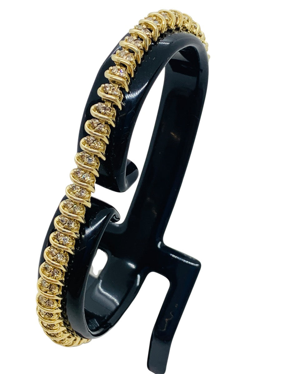 10K Yellow Gold Round Diamond Tennis Bracelet | 1.14 TCW | Size 7.5 | 12.4g