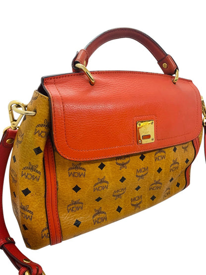 MCM Leather Crossbody Cognac In Viestos Detachable Strap