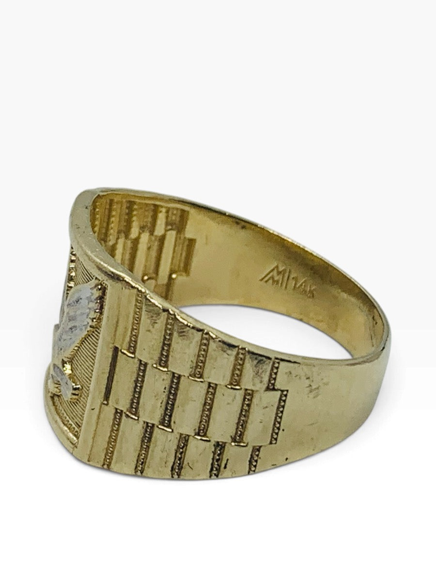 14K Yellow Gold Rolex Style Eagle Men's Ring Size 10.5 | 5.3 Grams