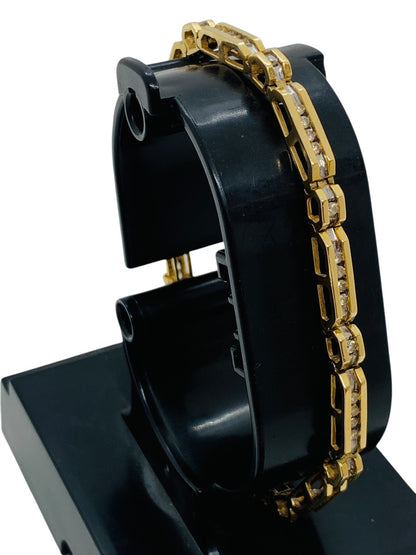 14K Yellow Gold Channel Set Diamond Bar Link  Bracelet | .50 TCW | Size 7.5 | 13.4g