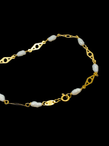 18K Yellow Gold Opal Link Bracelet | Size 7 | 1.4g