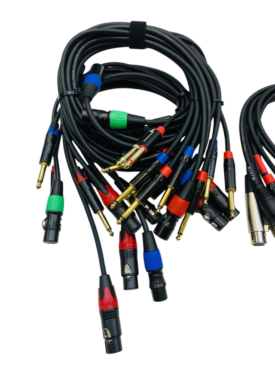 Assorted DJ Mixing/Mic Cables: XLR Male to 1/4" Cables + XLR Cables