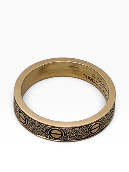 Cartier Love Ring Small Model Paved Au 750 18K Rose Gold Size 52 4mm Width