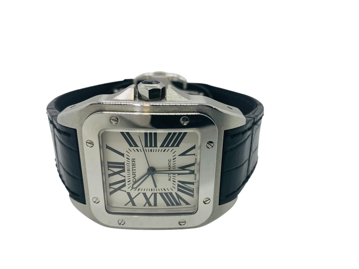 Cartier Santos 100 XL Ref 2656 Stainless Steel Leather 41mm Automatic Swiss Men's Watch