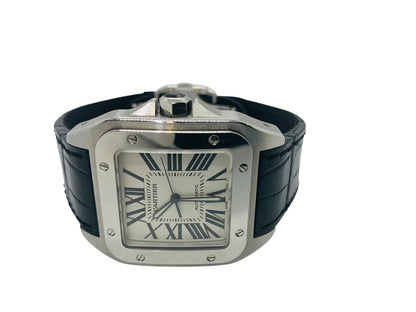 Cartier Santos 100 XL Ref 2656 Stainless Steel Leather 41mm Automatic Swiss Men's Watch