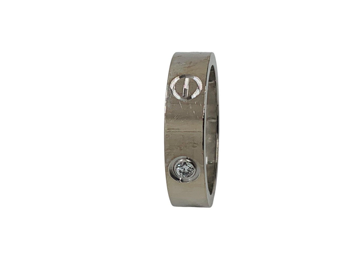 Cartier Love Ring 18K White Gold 750 Au Classic Model 3 Diamonds Size 59