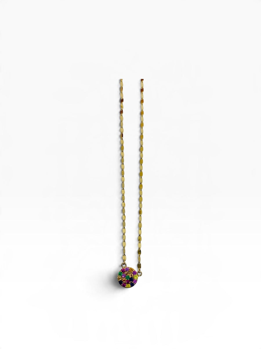 14K Yellow Gold Multicolor Topaz Pendant Necklace 1.8 Grams | 16" Length