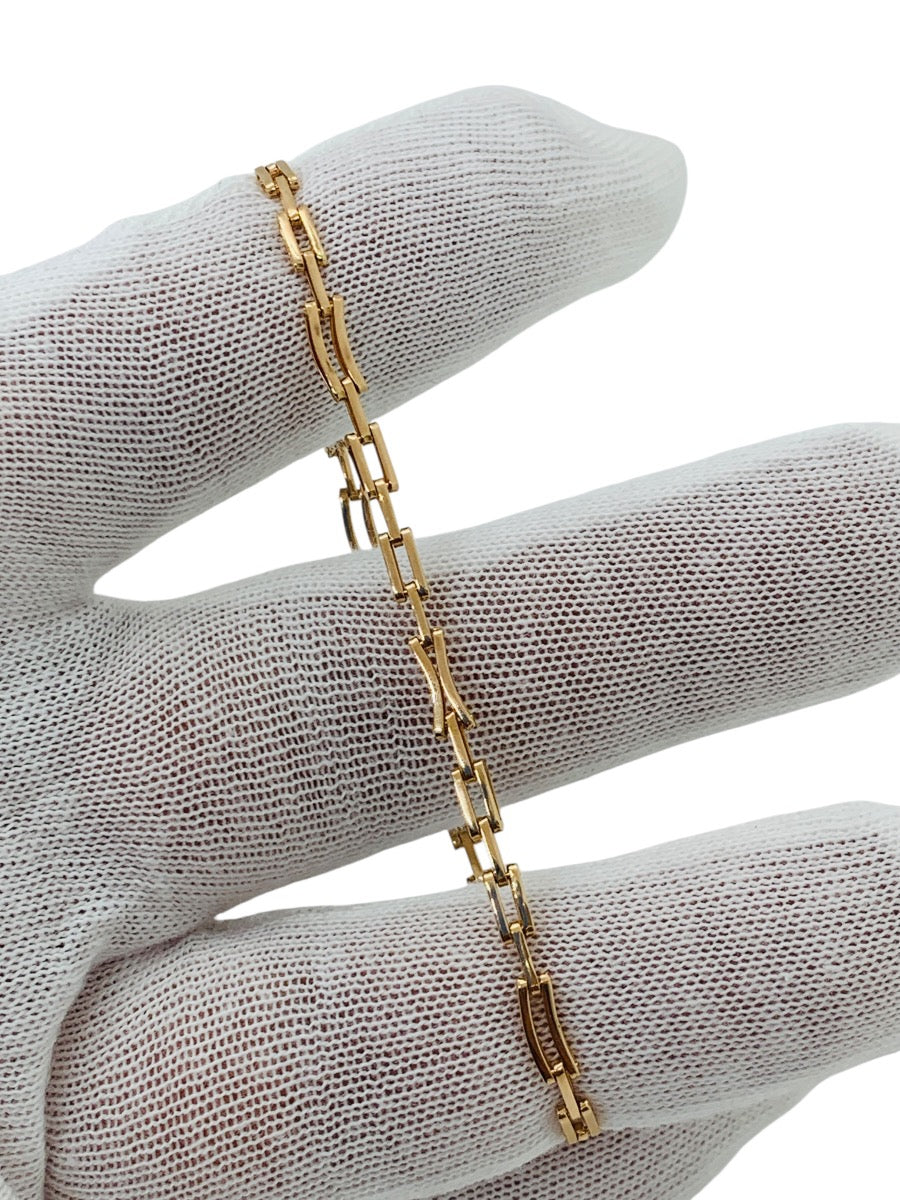 18K Yellow Gold Rectangular Paper Clip Bracelet | Size 7 | 3.9g