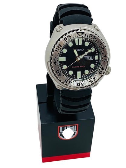 Seiko 7N36-0AF0 Quartz Watch 48mm Black Lug 23mm 7in Max Extra SS Band