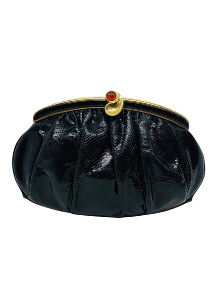 Judith Leiber Snakeskin Clutch/Shoulder Bag with dustbag & box