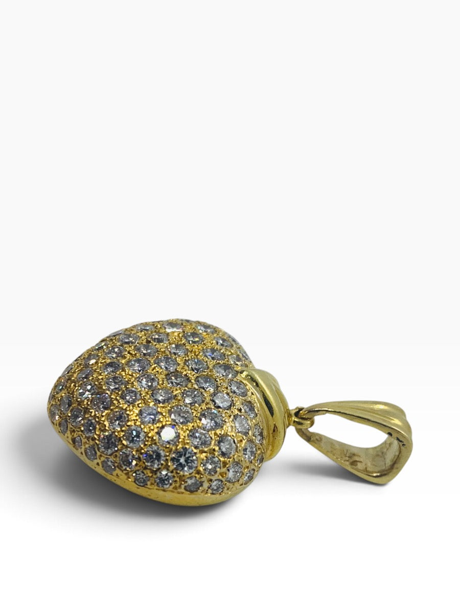 18K Solid Yellow Gold Heart Pendant Round Diamond 17.9 Grams | 1.64 TCW