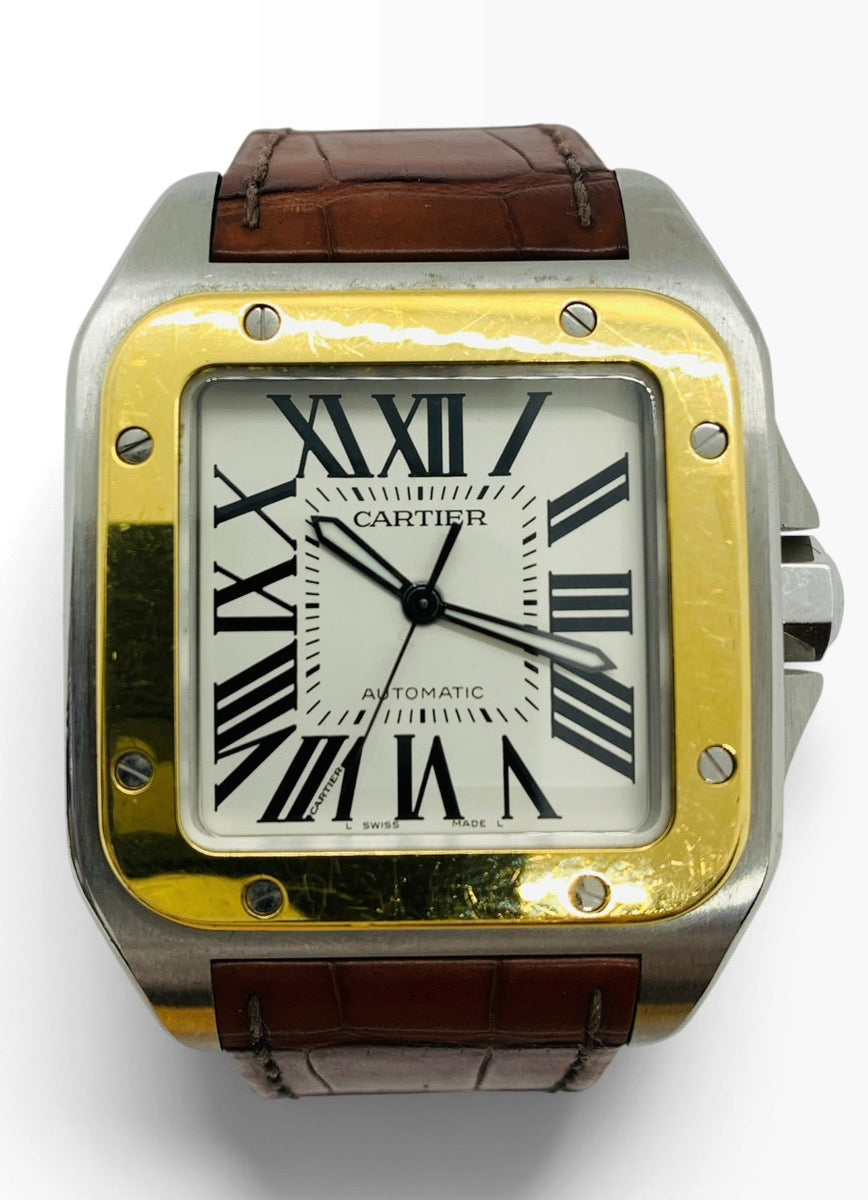 Cartier Santos 100 Automatic 40mm Roman 2-Tone Men's Swiss Watch 2656