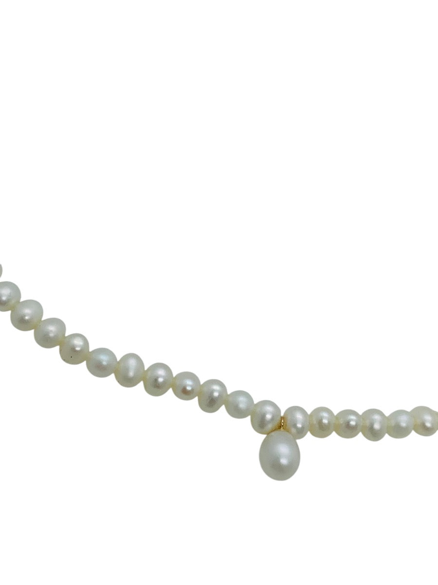 14K Gold Yellow Pearl Necklace, 18 in chain, 5.5 mm Pearl Natural Pearl Stones