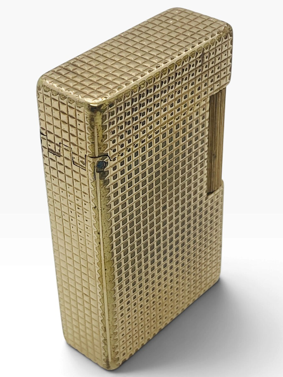 St Dupont Ligne 1 Vintage Gold Plated Diamond Head Luxury Pocket Lighter  Made in France