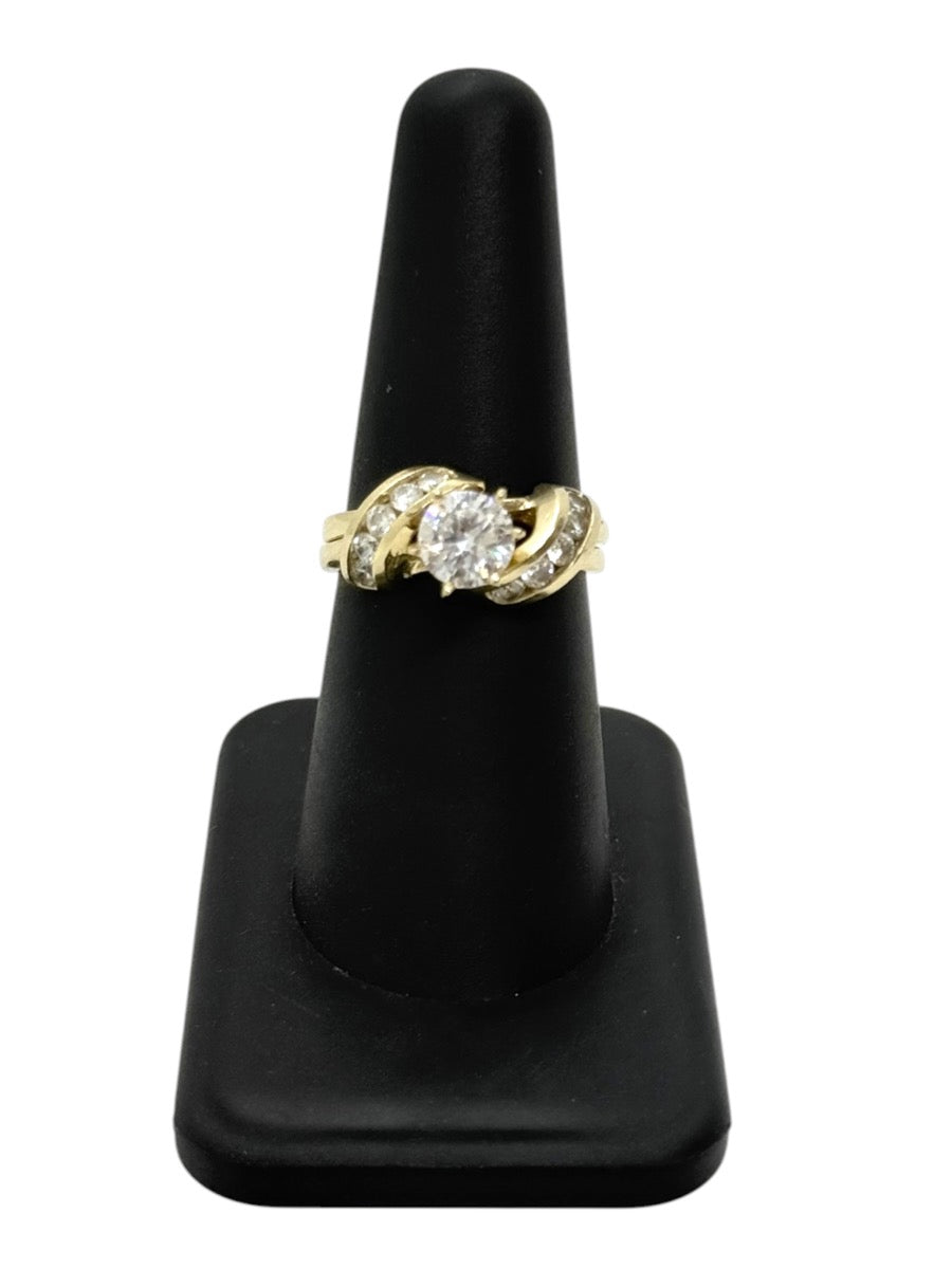 14K Yellow Gold Clear Stone Ring Set | 0.91 TCW | 5.8g