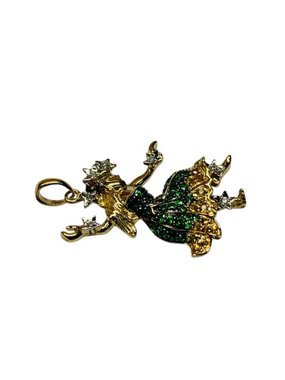 14K Yellow Gold Hawaiian Dancing Lady Dias/ Colored Stones