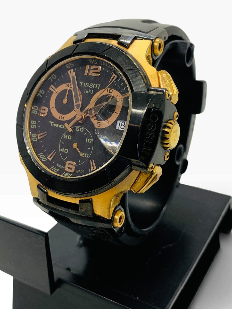 Tissot T-Race Watch 45mm Black Rubber Date Chronograph Tachymeter