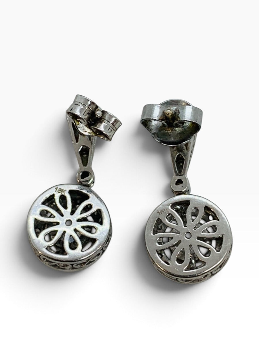 18K White Gold Diamond Fancy Dangle Earrings 5.5 Grams | .554 TCW