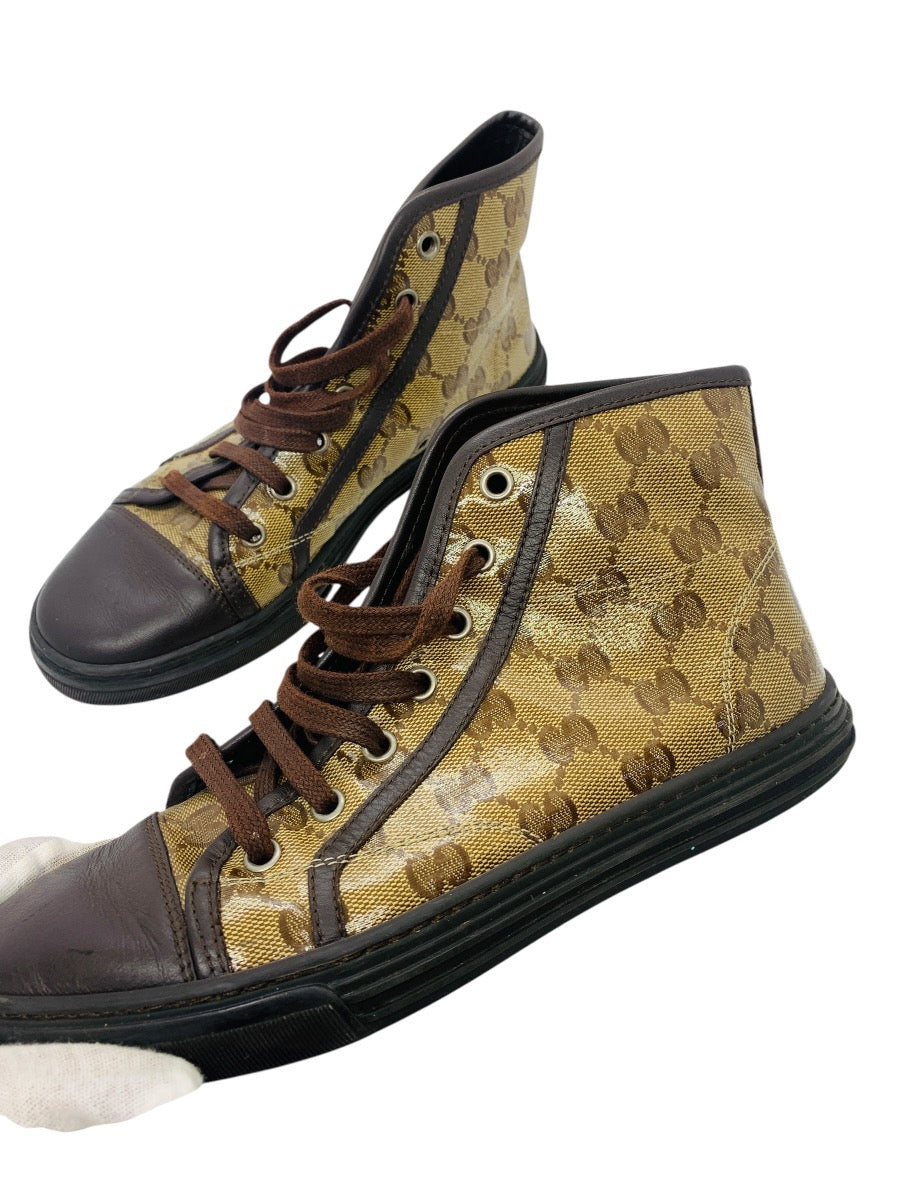 Gucci Trim California Size 37 Dark Brown Canvas & Leather High Tops