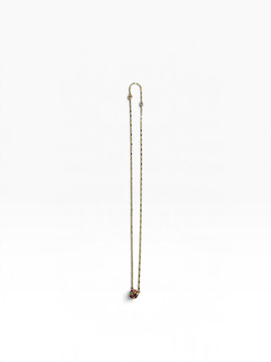 14K Yellow Gold Multicolor Topaz Pendant Necklace 1.8 Grams | 16" Length