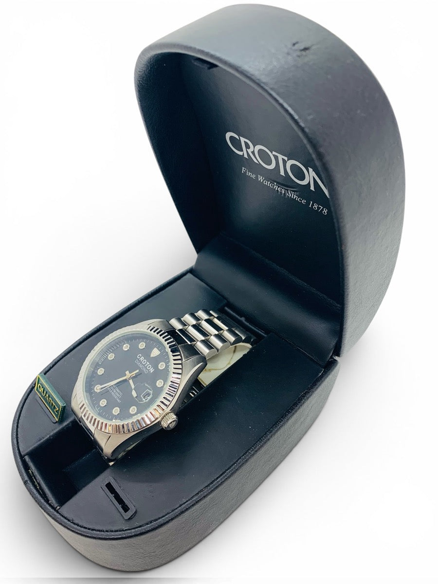 Croton Diamond Automatic Men’s Watch – Black Dial 10ATM-330FT