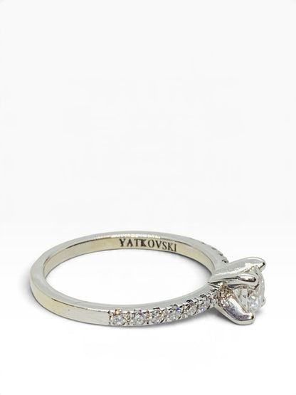 14K White Gold Yatkovski Engagement Ring Lab Grown Diamonds .59 TCW| Size 6.5 | 2.3 Grams