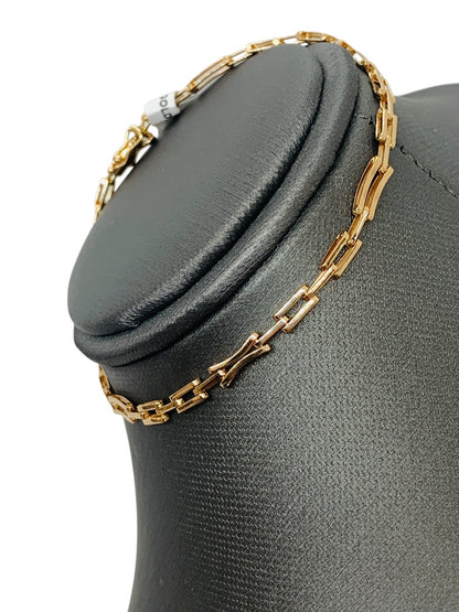 18K Yellow Gold Rectangular Paper Clip Bracelet | Size 7 | 3.9g