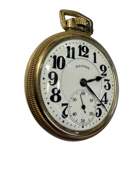 Vintage Illinoise Pocket Watch 10K Gold Filled Wind-Up Open Face 1920s