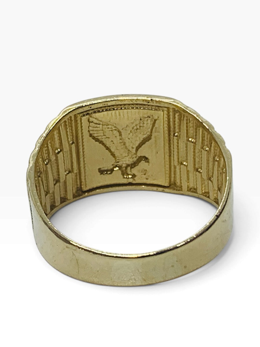 14K Yellow Gold Rolex Style Eagle Men's Ring Size 10.5 | 5.3 Grams